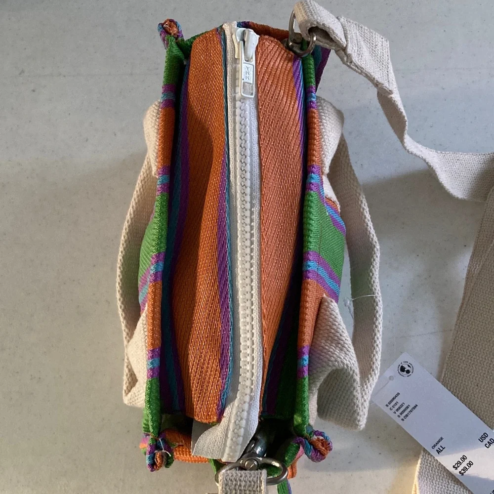Urban Outfitters Green and Orange Striped Crossbody Bag - Picture 4 of 10